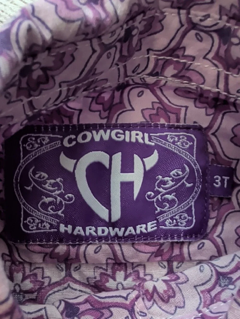 Girls' Purple Floral Western-Style Button Down Shirt